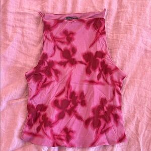 Target Wild Fable Pink and Red Tie-Dye Floral Tank Top